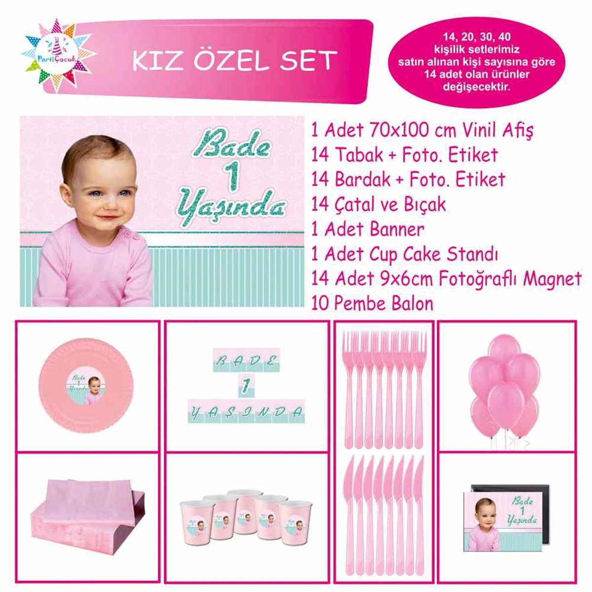 Sade Pembe Mint Yeşili Konsept Özel Set 