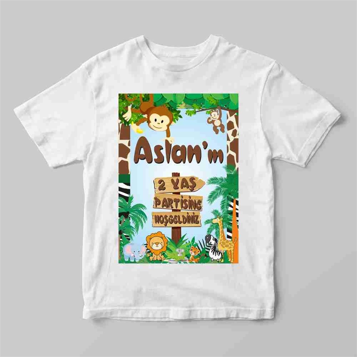 Safari Temalı 2 Yaş Tişört Baskı 