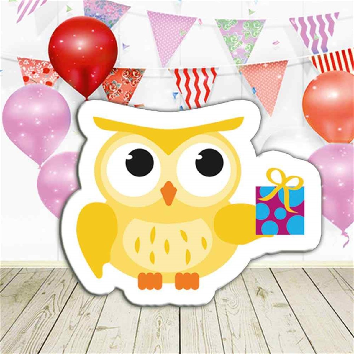 Sarı Baykuş Parti Süslemesi Figürü 