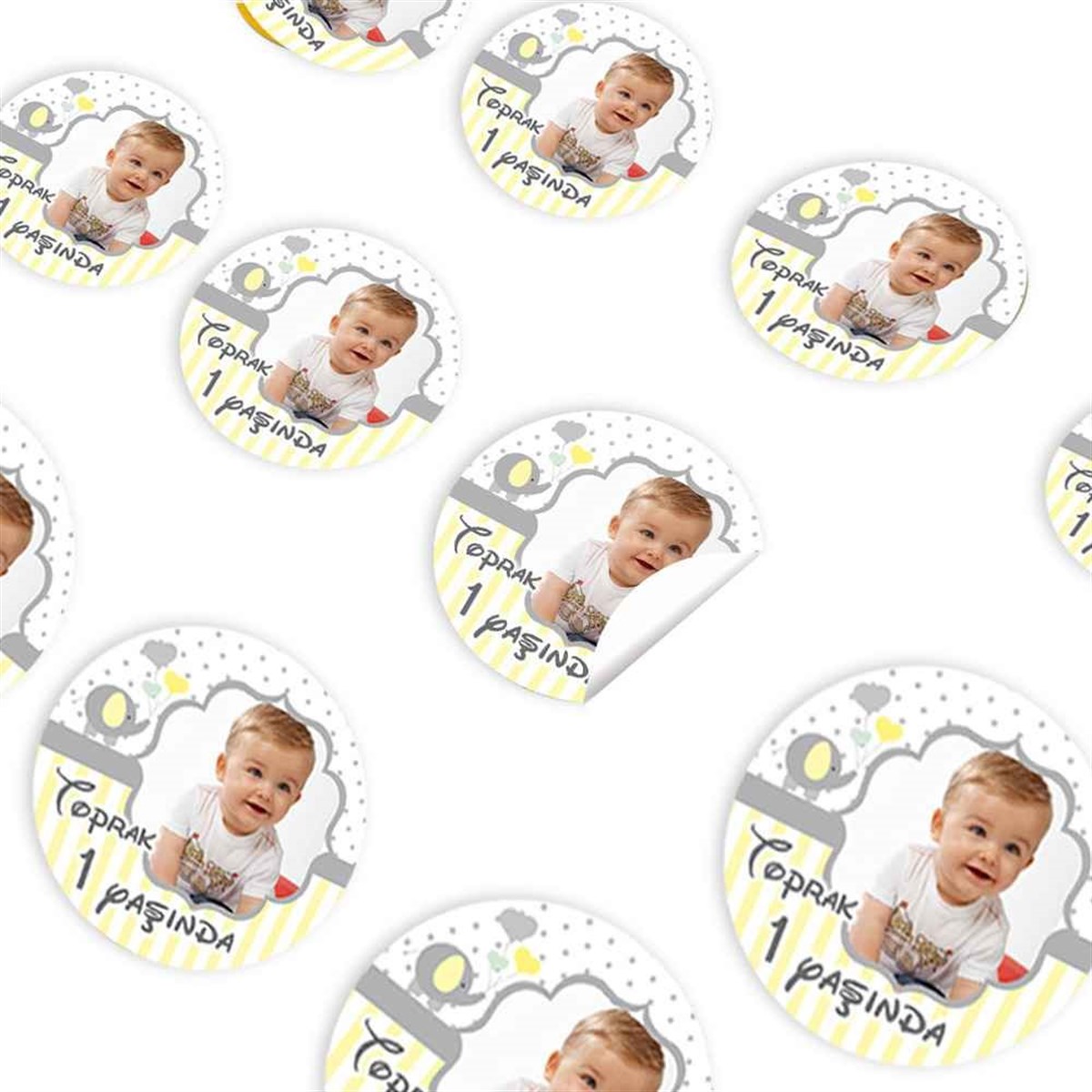 Sarı Filli Konsept Sticker 30 Adet 