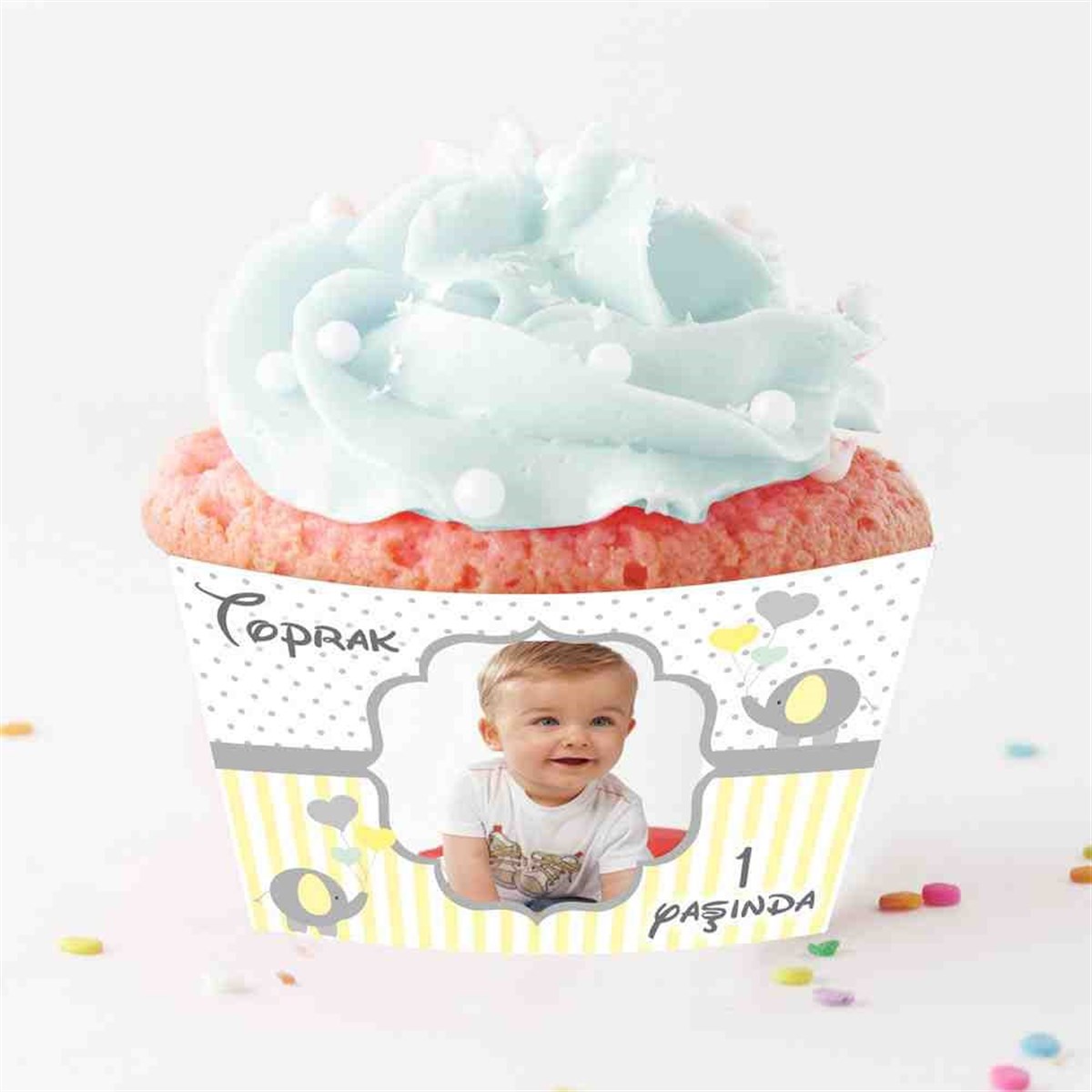 Sarı Filli Temalı Cupcake Sargısı 