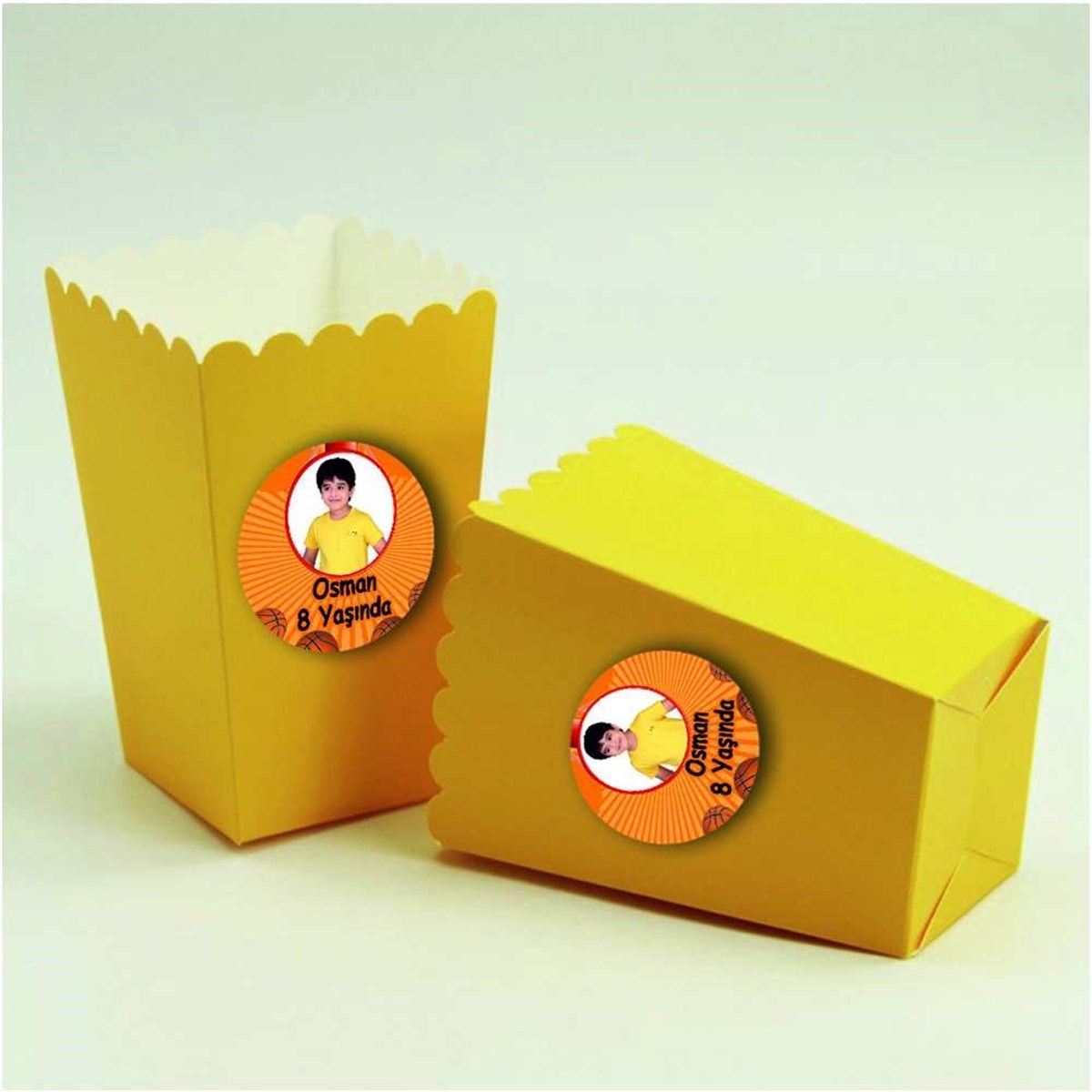 Sarı Kırmızı 2 Etiketli Popcorn Kutusu 10 Adet 