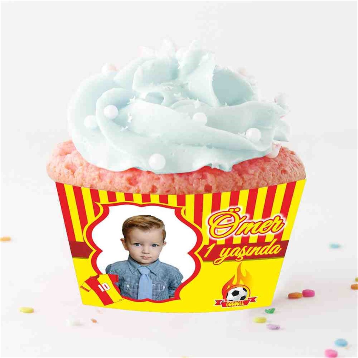 Sarı Kırmızı 2 Konsepti Cupcake Sargısı 