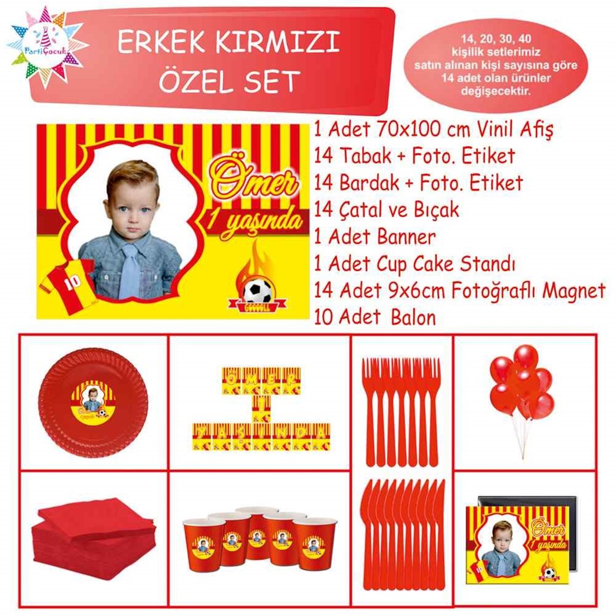 Sarı Kırmızı Cim bom Taraftar Özel Set 