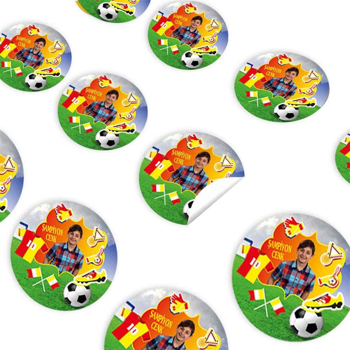 Sarı Kırmızı Konsept Sticker 30 Adet 