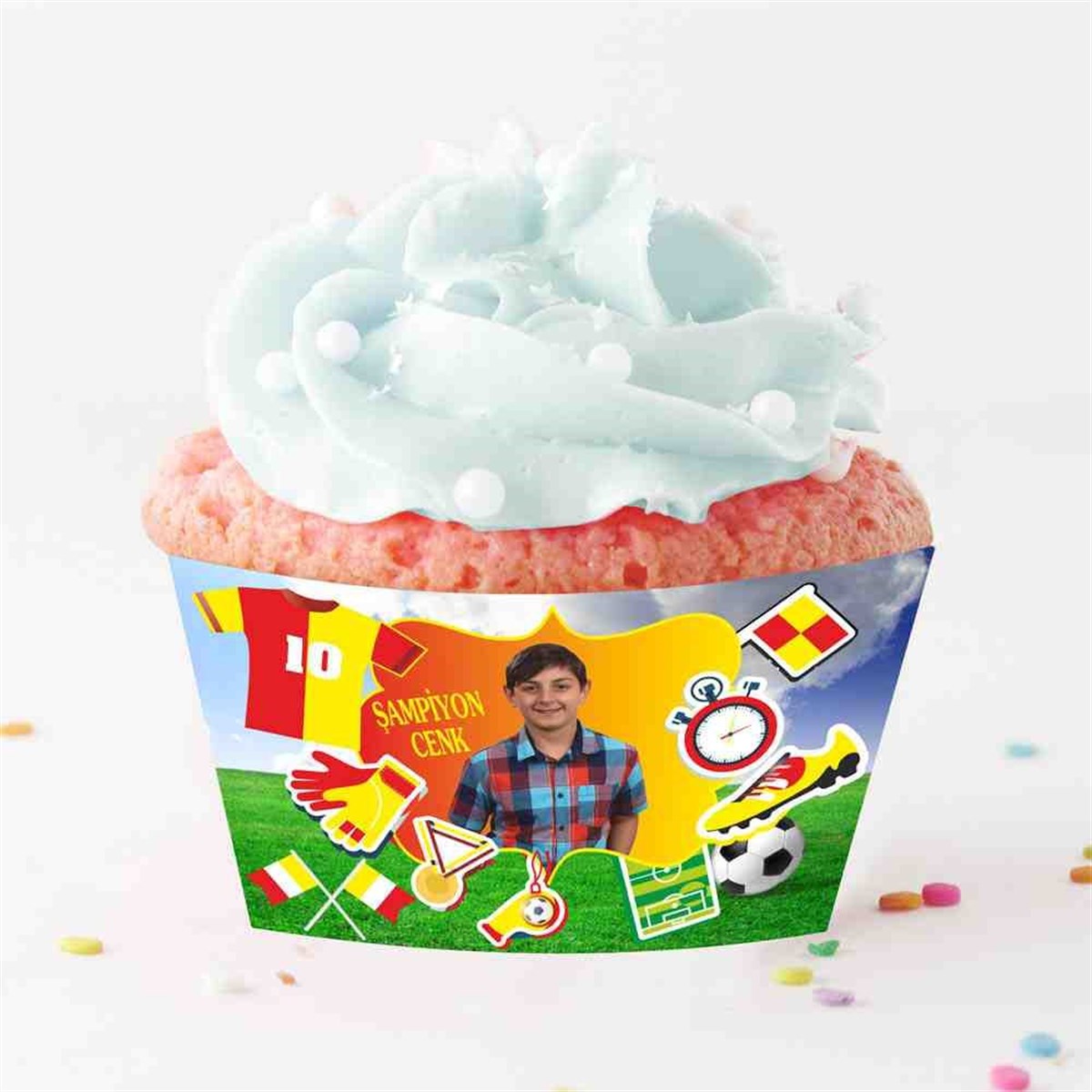 Sarı Kırmızı Konsepti Cupcake Sargısı 
