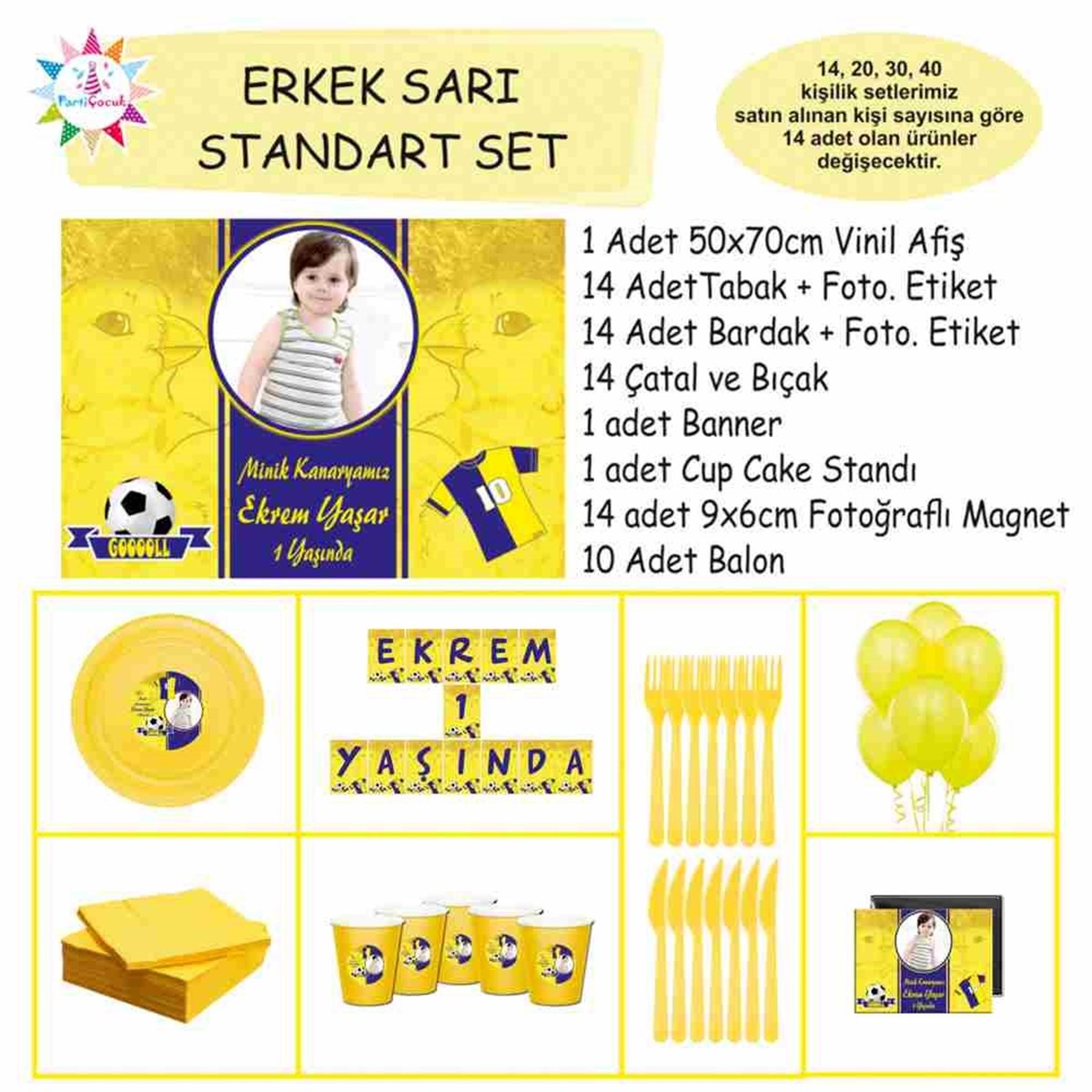 Sarı Lacivert Fenerbahçe Taraftar Standart Set 