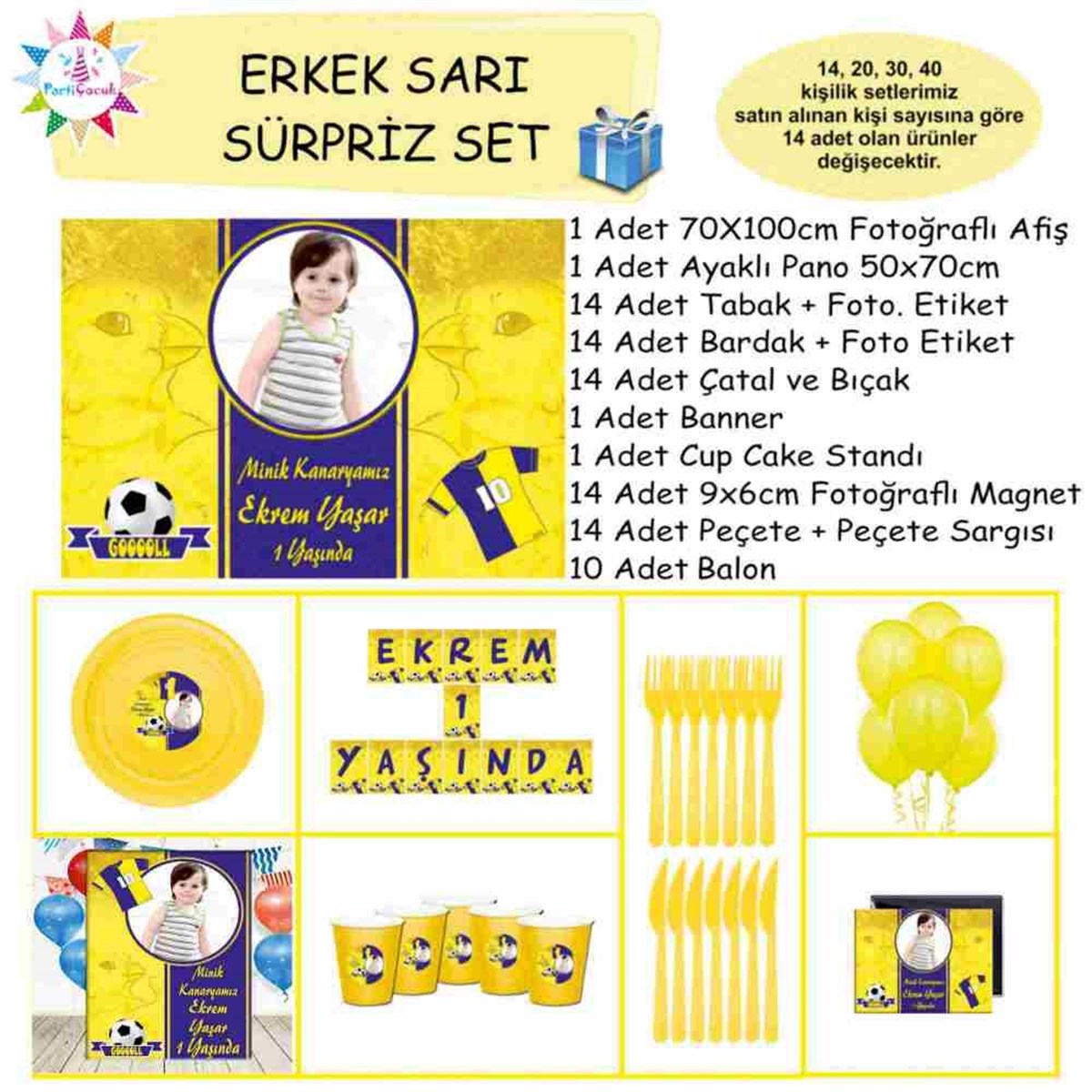 Sarı Lacivert Fenerbahçe Taraftar Süpriz Set 