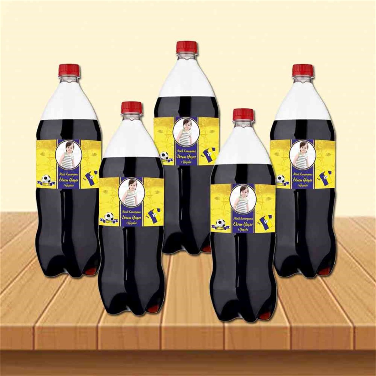 Sarı Lacivert Konsepti Cola Şisesi Bandı    