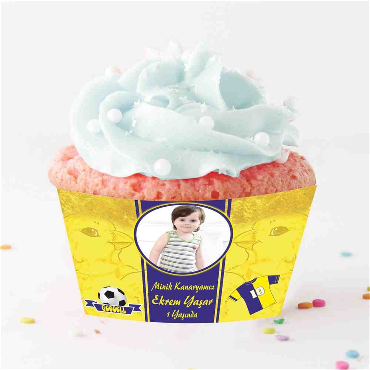 Sarı Lacivert Konsepti Cupcake Sargısı 