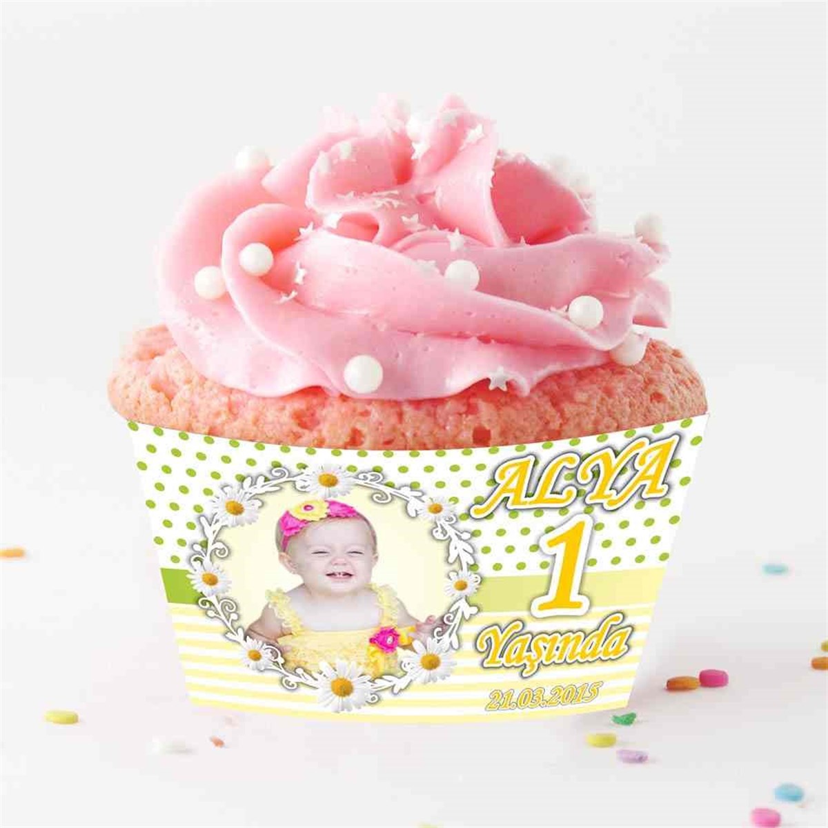 Sarı Papatya Cupcake Sargısı 