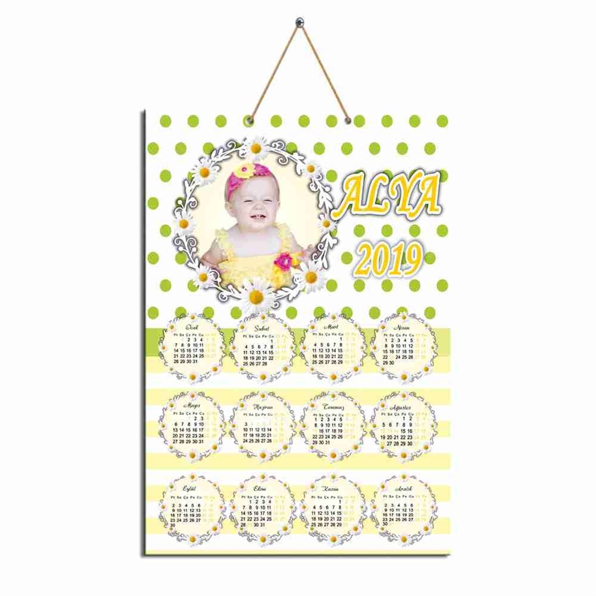 Sarı Papatya Karton Takvim 