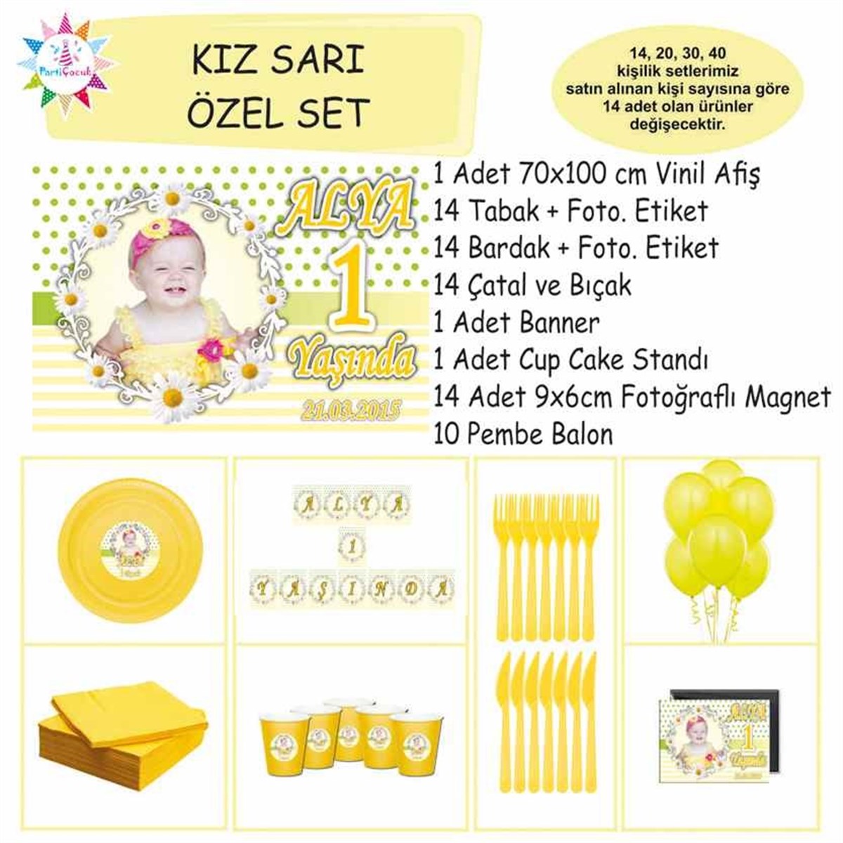 Sarı Papatya Kişiye Özel Konsept Özel Set 