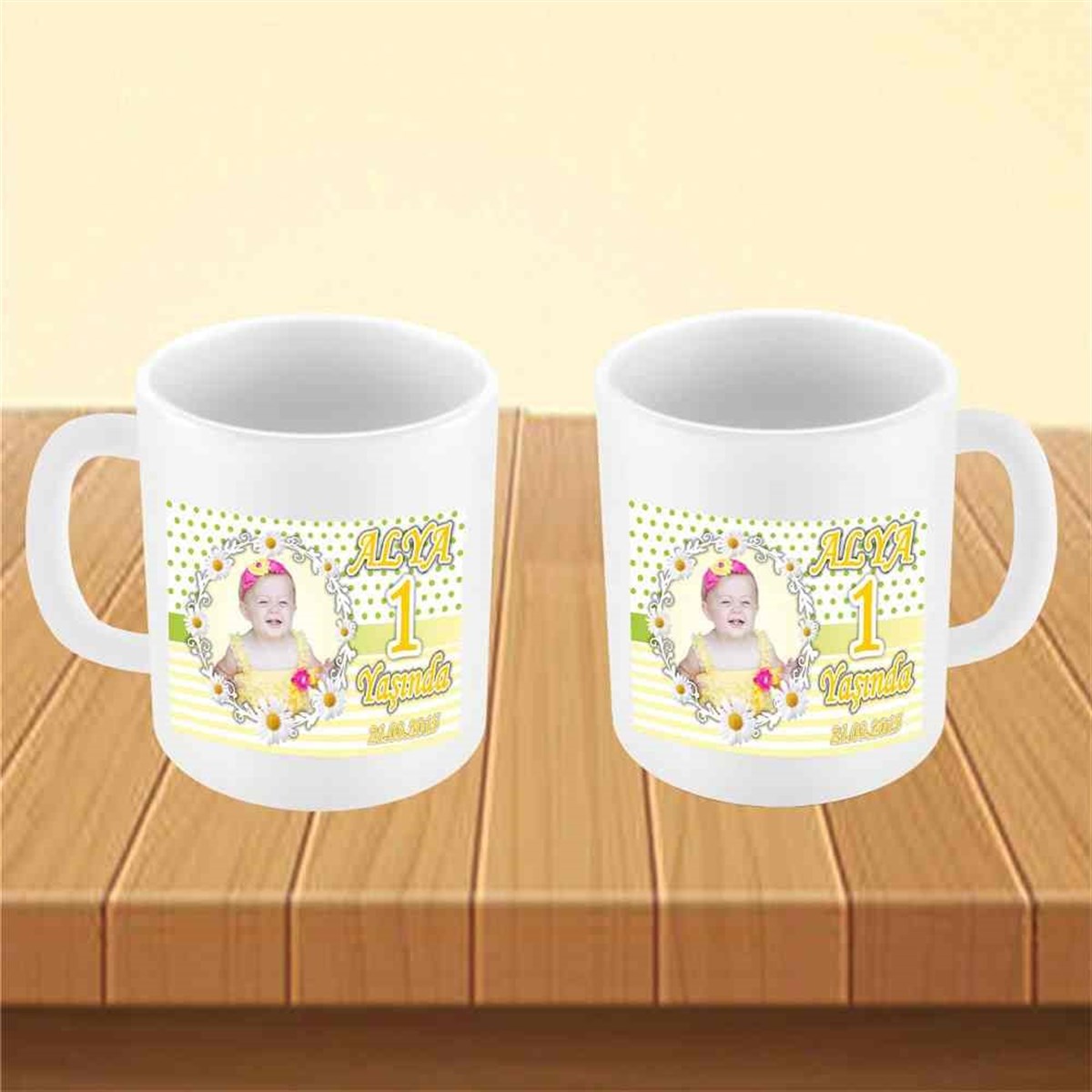 Sarı Papatya Konsept Kupa Bardak Mug  