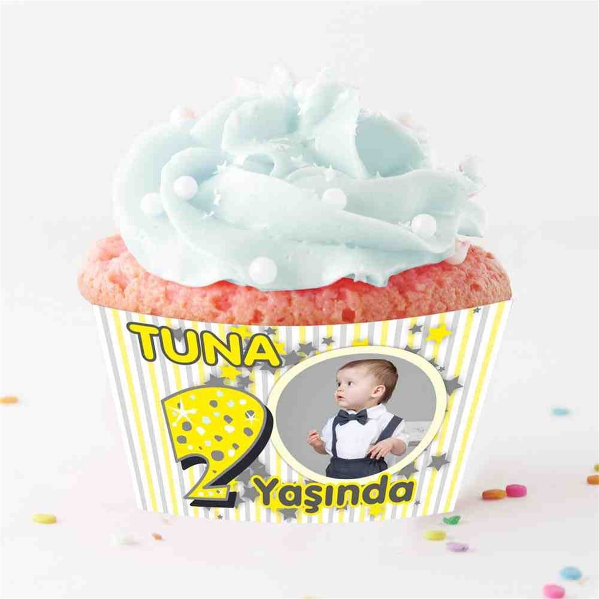 Sarı Yıldızlı Cupcake Sargısı 