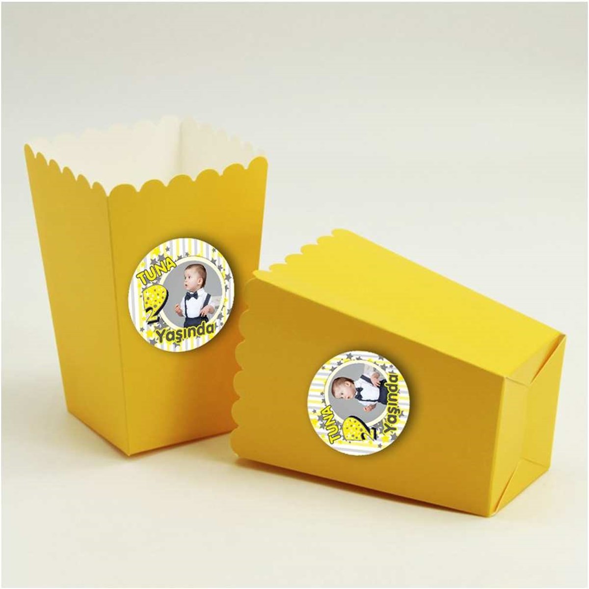 Sarı Yıldızlı Etiketli Popcorn Kutusu 10 Adet 