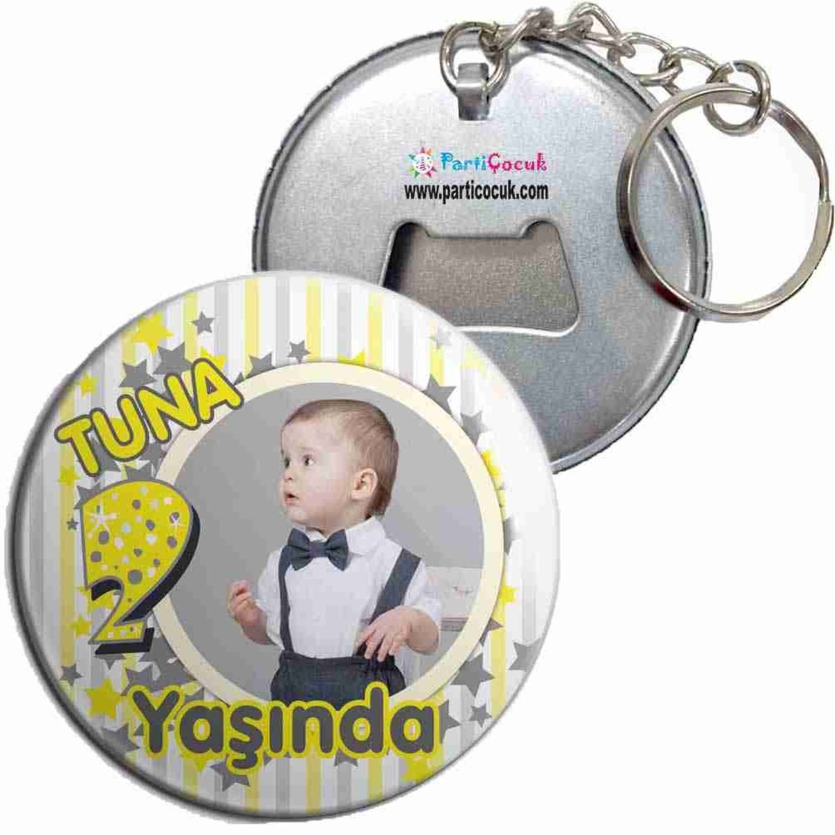 Sarı Yıldızlı Konsept Anahtarlı Açacaklı  Kişiye Özel 