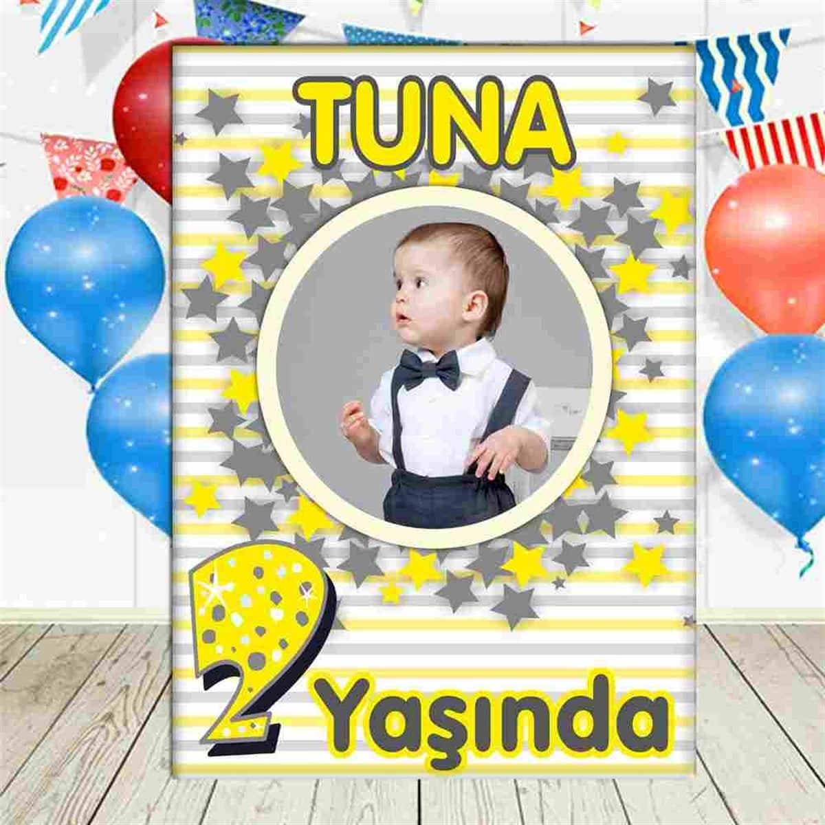 Sarı Yıldızlı Konsept Ayaklı Pano 