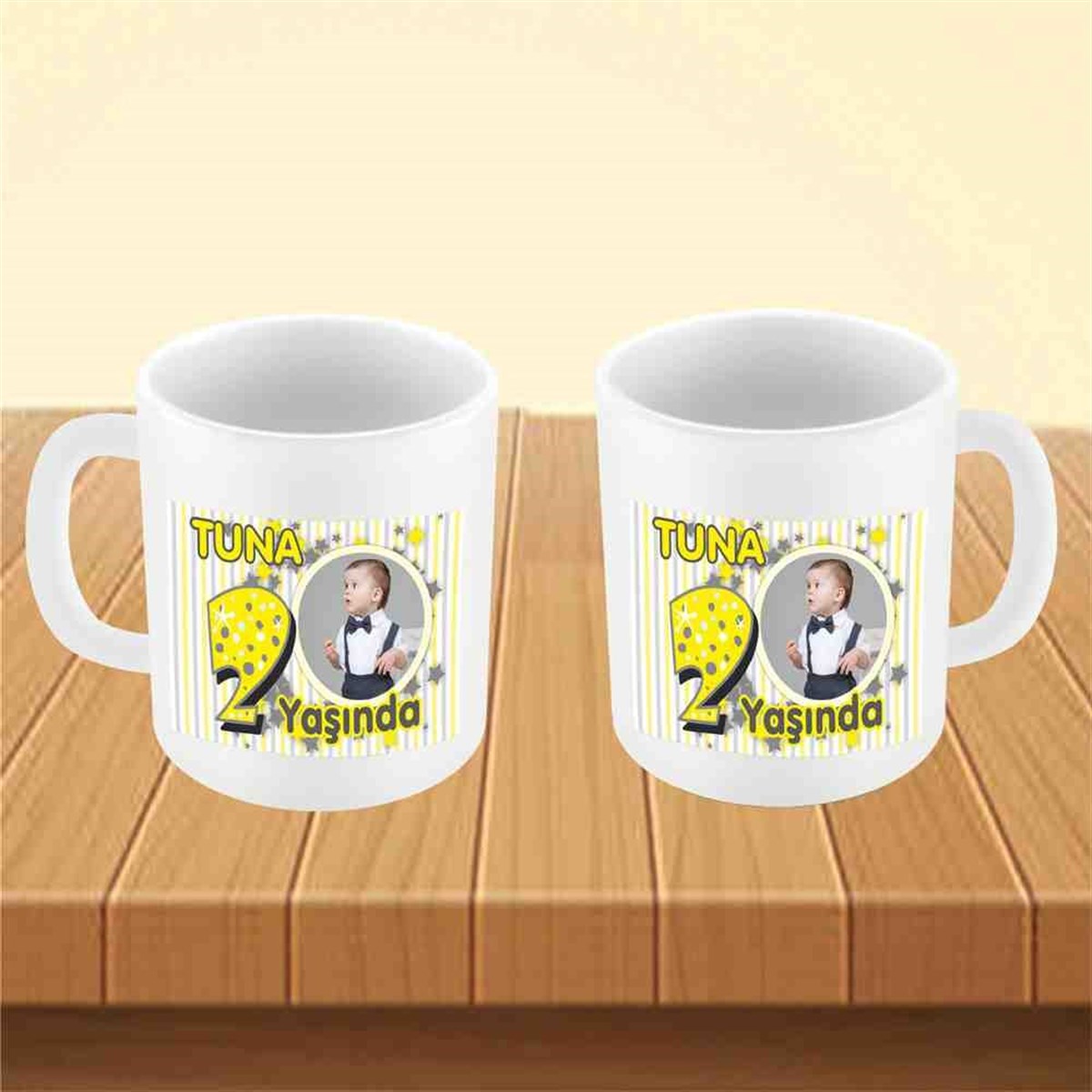 Sarı Yıldızlı Konsept Kupa Bardak Mug 