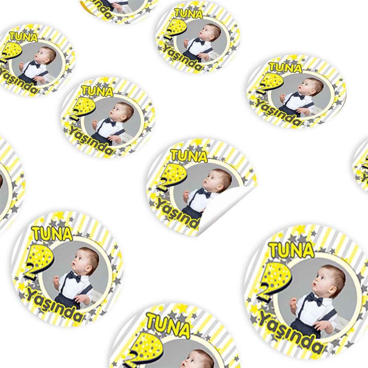 Sarı Yıldızlı Konsept Sticker 30 Adet 