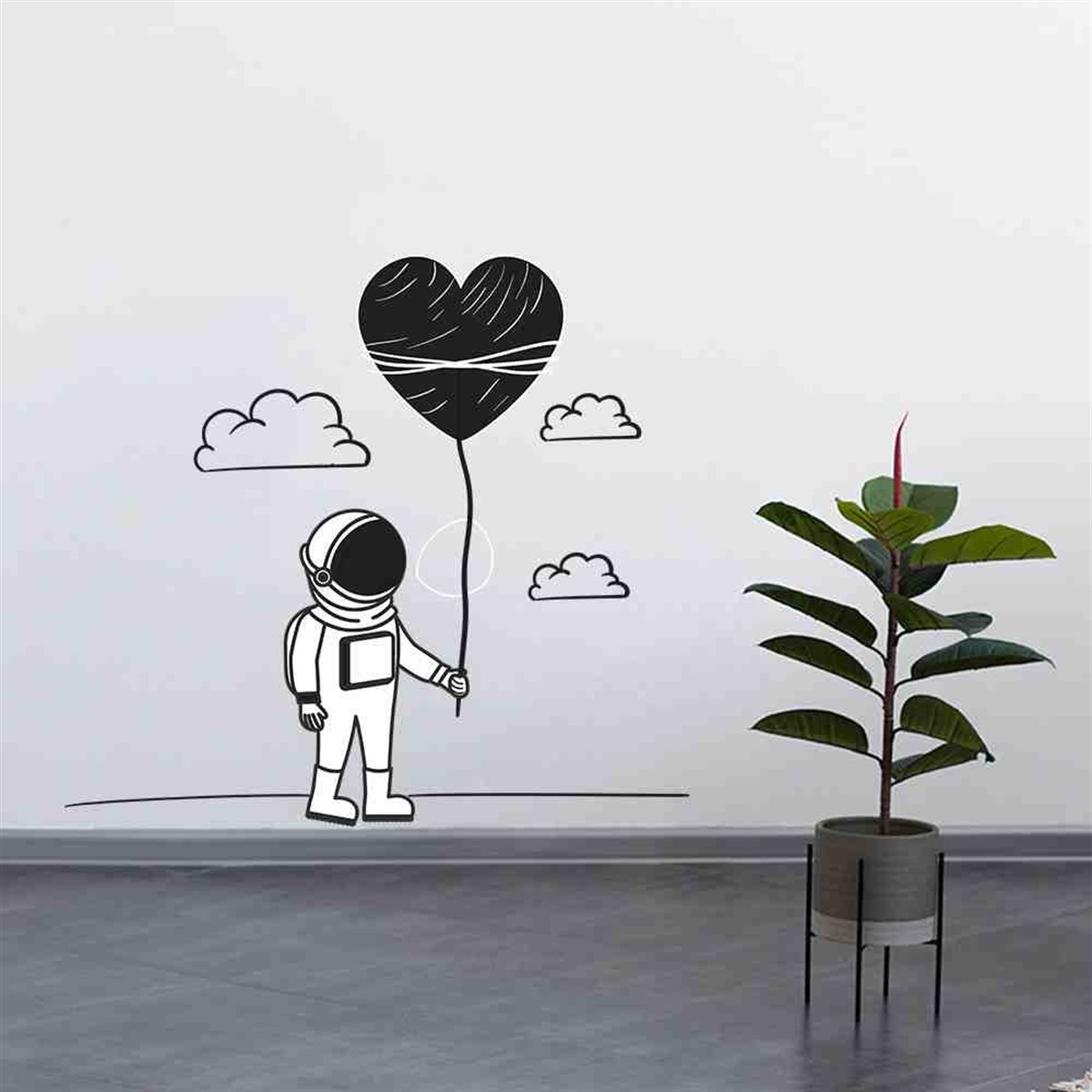 Sevimli Astronot Duvar Süsleme Sticker 