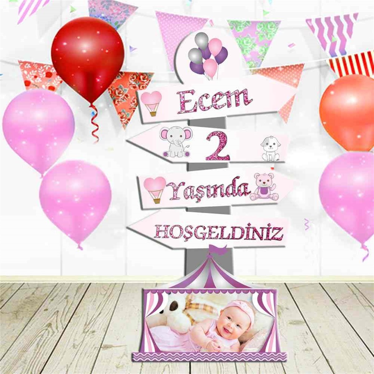 Sevimli Hayvan Konsepti Organizasyon Süsleme Ayaklı Pano 