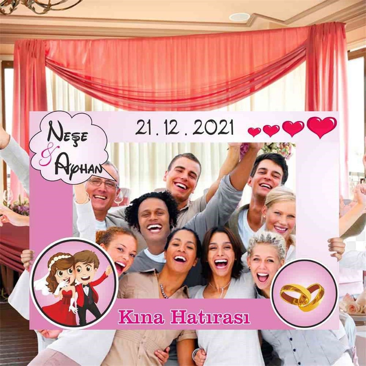 Sevimli Kına Çifti Selfie Panosu 