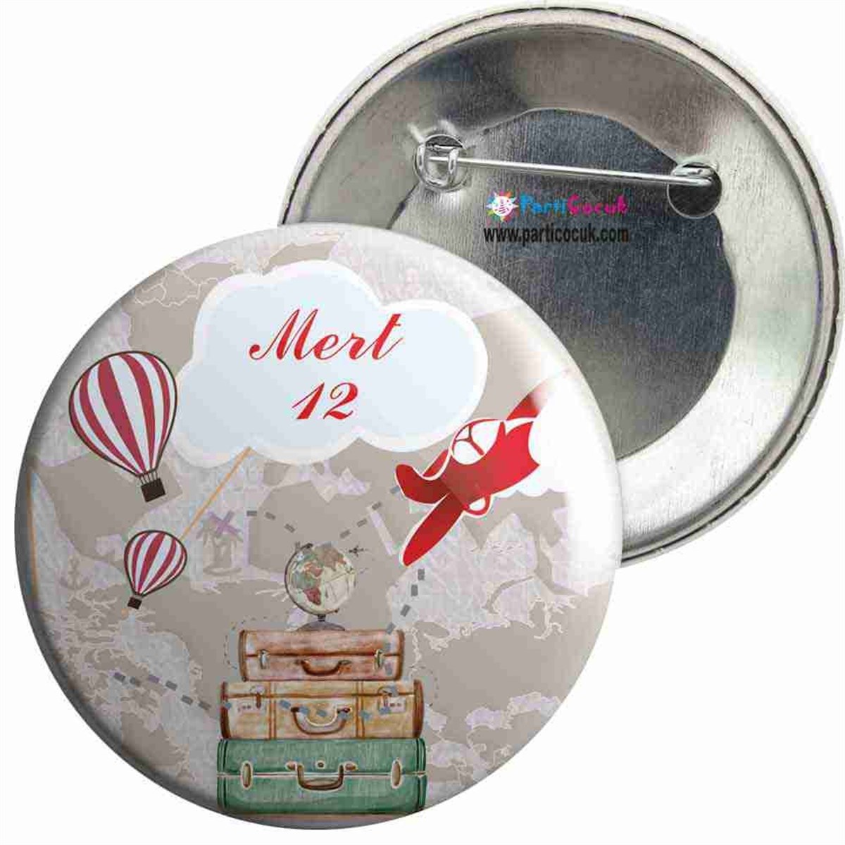 Seyahat Balonlu Konsept İğneli Rozet  