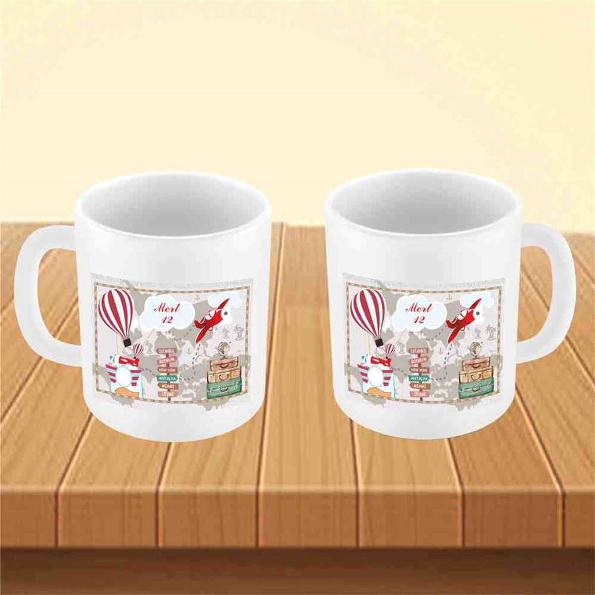 Seyahat Balonlu Konsept Kupa Bardak Mug 