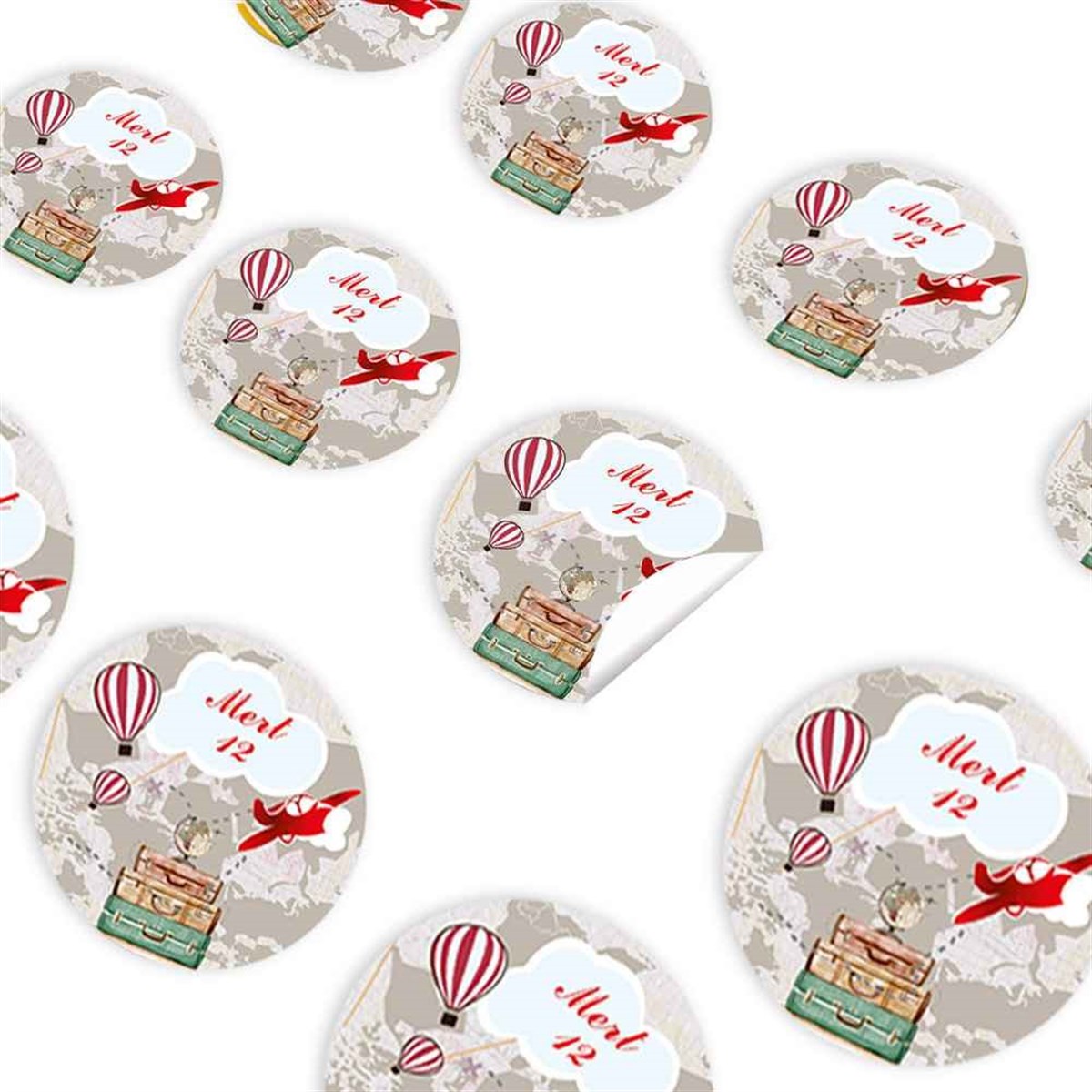 Seyahat Balonlu Konsept Sticker 30 Adet 