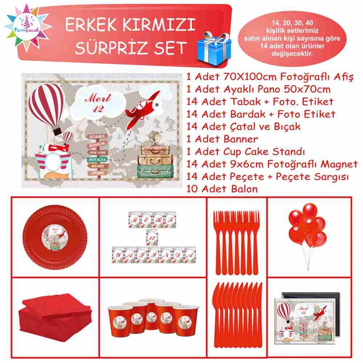 Seyahat Balonlu Parti Süsleri Malzemeleri Süpriz Set 