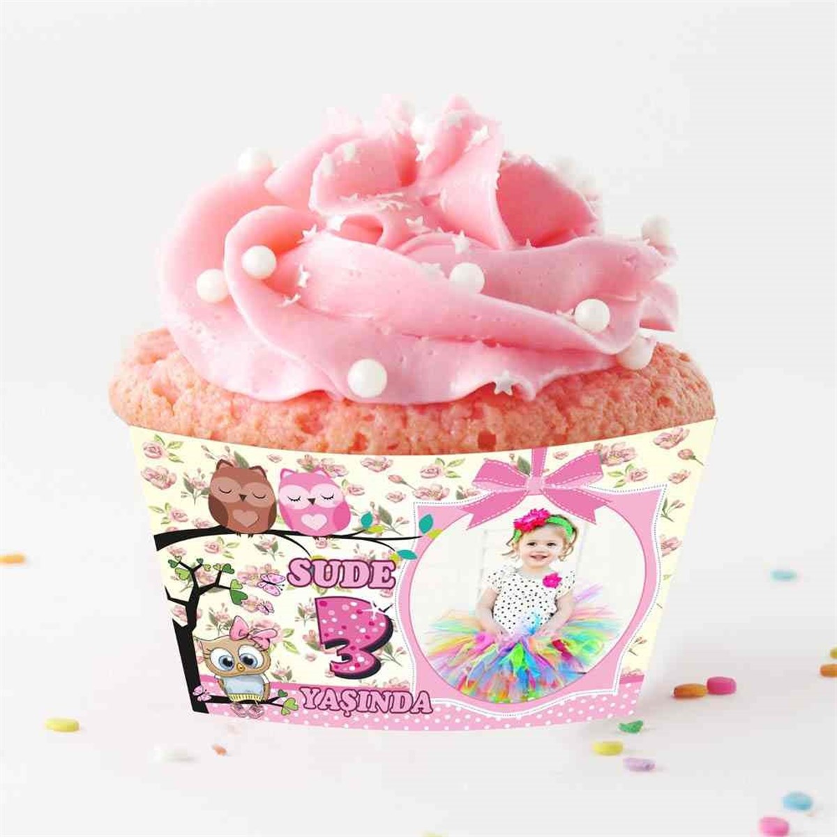 Şirin Baykuş Konsepti Cupcake Sargısı   