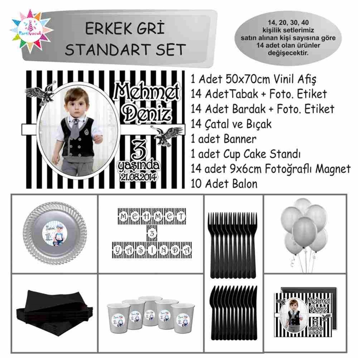 Siyah Beyaz Beşiktaş Taraftar Standart Set 