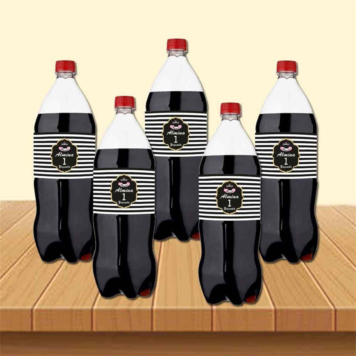 Siyah Beyaz Çizgili Cola Şisesi Bandı  