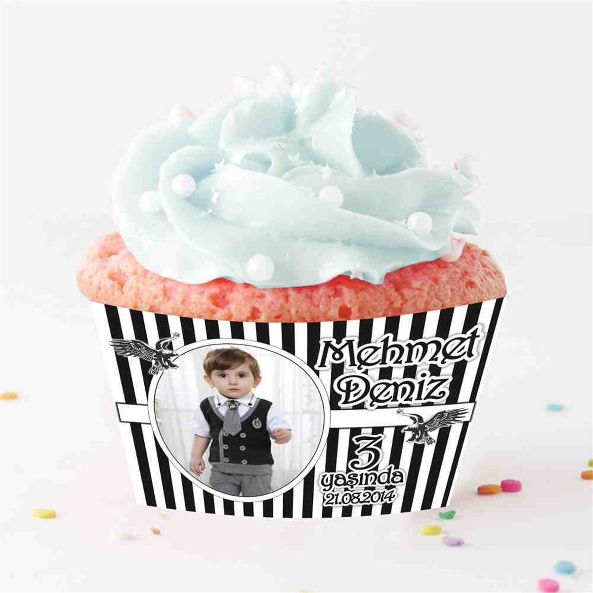 Siyah Beyaz Konsepti Cupcake Sargısı 