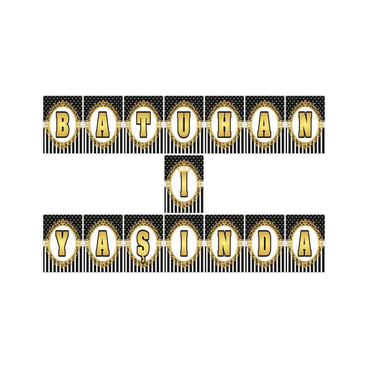 Siyah Çizgili Gold Konsept Harf Banner 