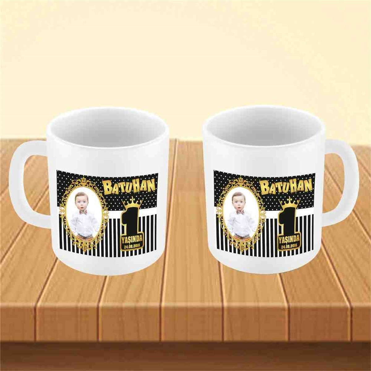 Siyah Çizgili Gold Konsept Kupa Bardak Mug 