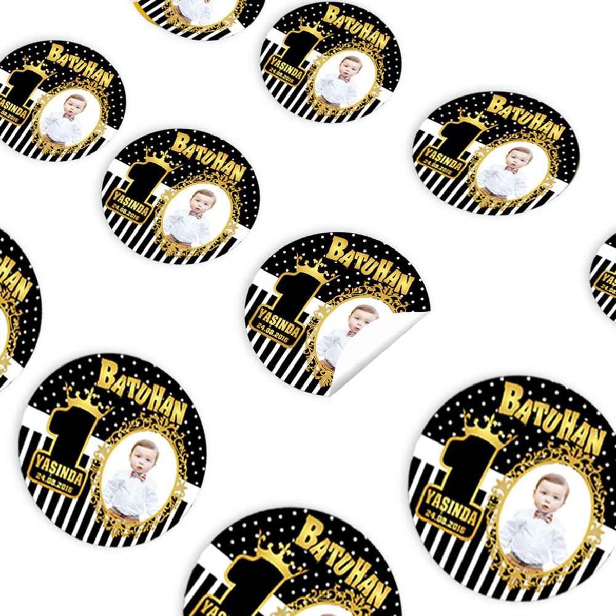 Siyah Çizgili Gold Konsept Sticker 30 Adet 