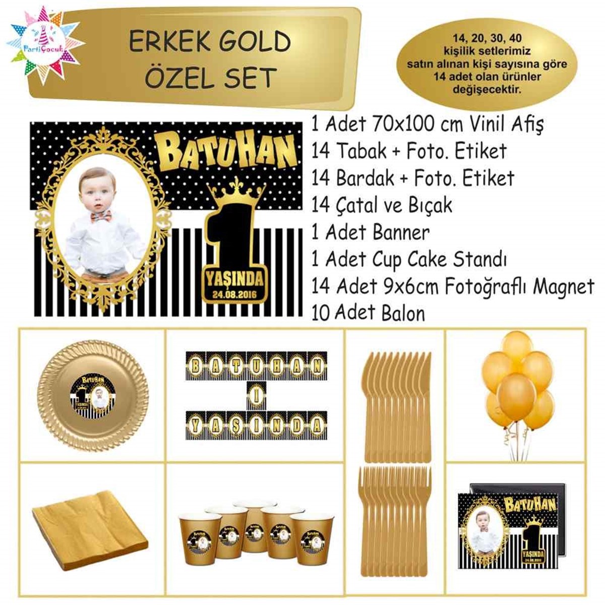Siyah Çizgili Gold Tema Özel Set 