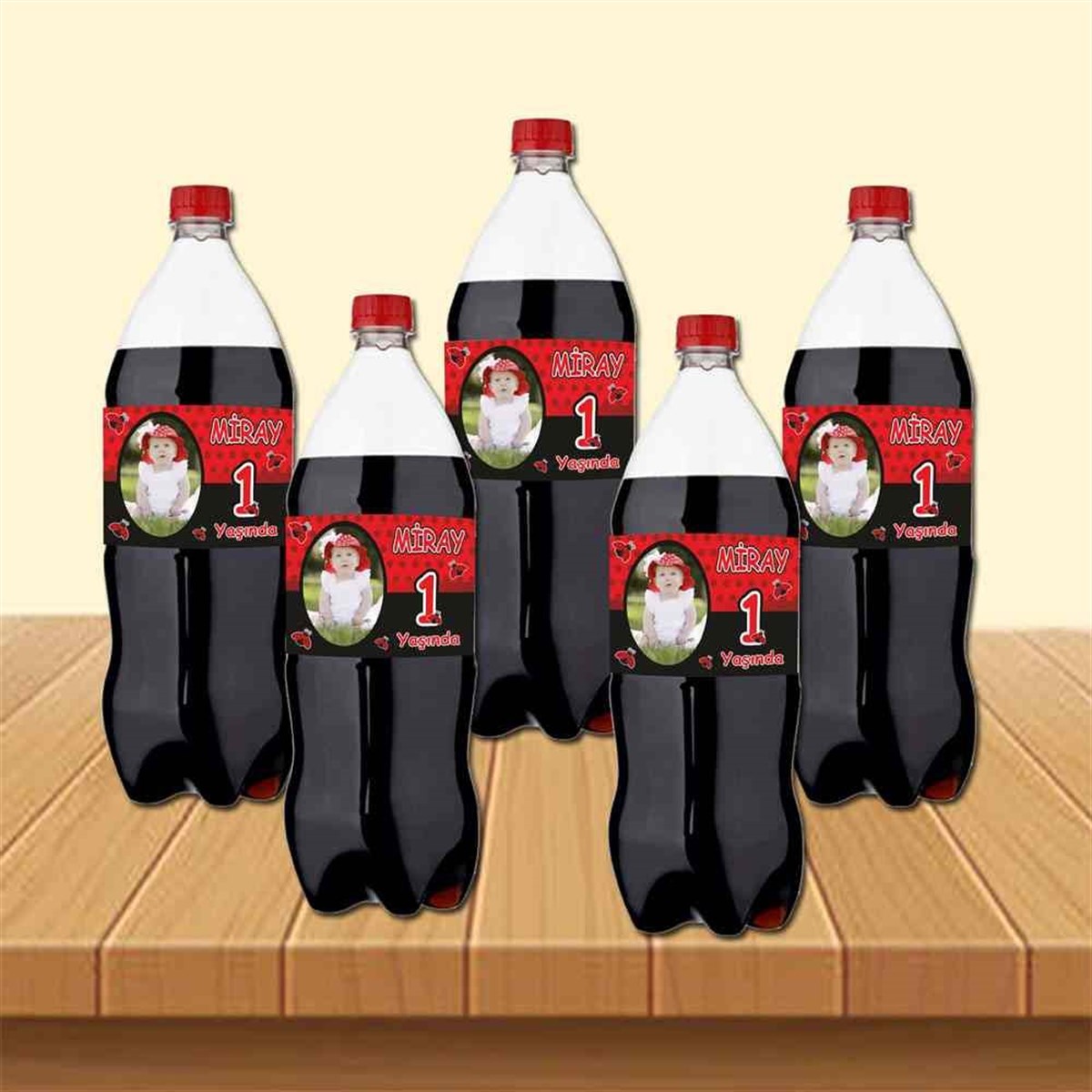 Siyah Kırmızı Uğur Böceği Cola Şisesi Bandı 