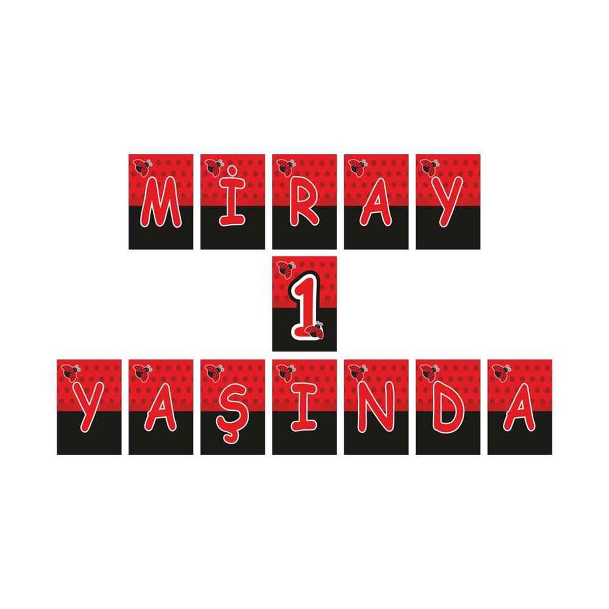 Siyah Kırmızı Uğur Böceği Konsept Harf Banner  