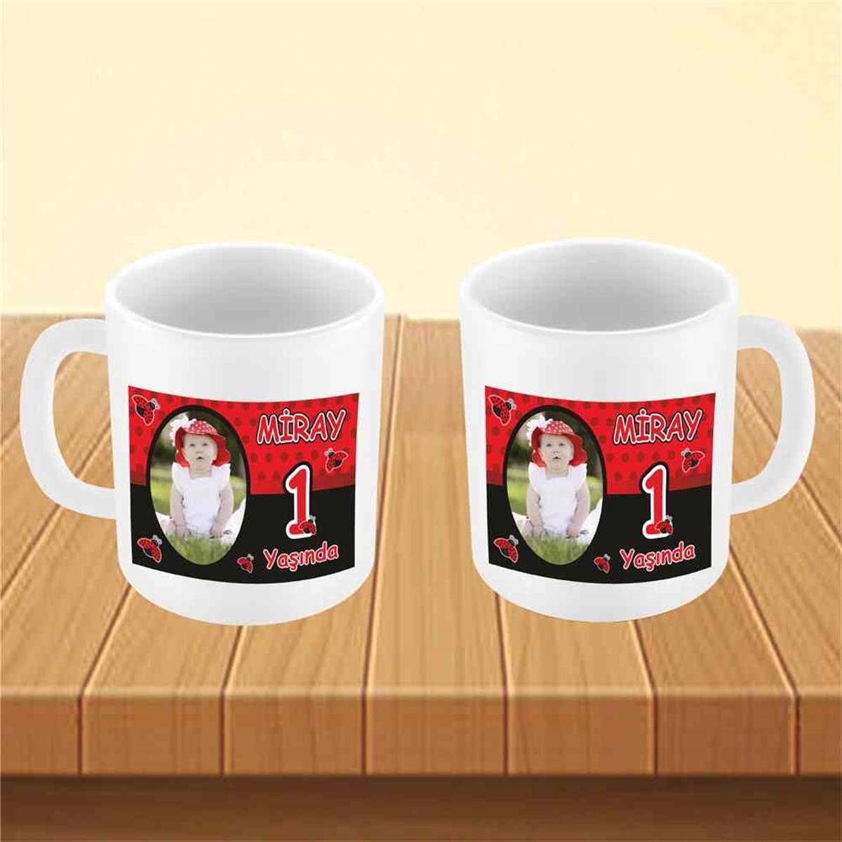 Siyah Kırmızı Uğur Böceği Konsept Kupa Bardak Mug  