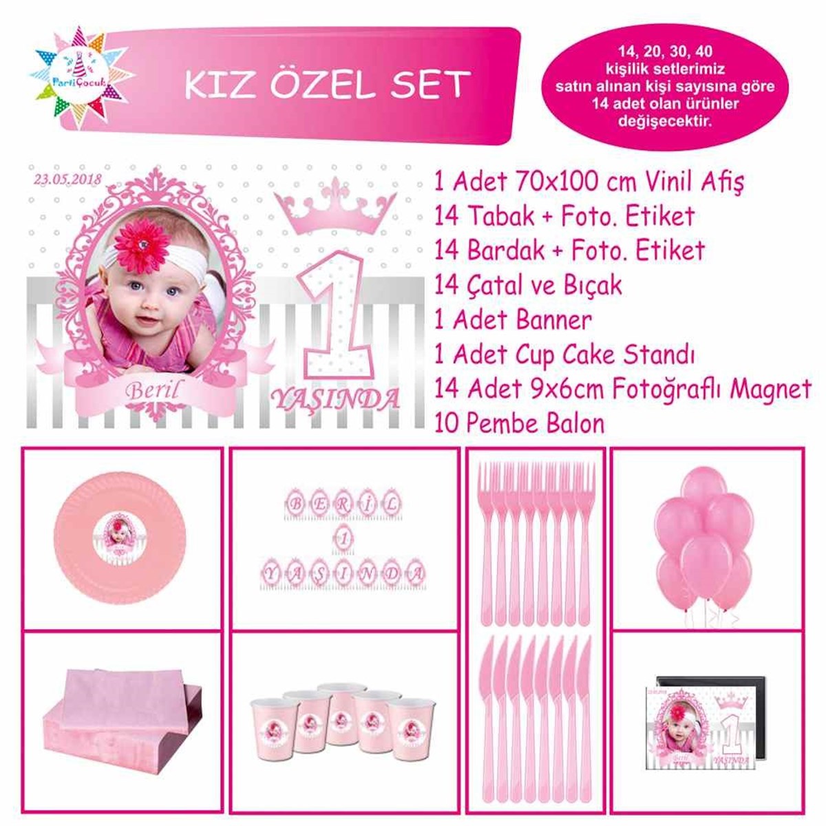 Soft Pembe Taç Konsept Özel Set 
