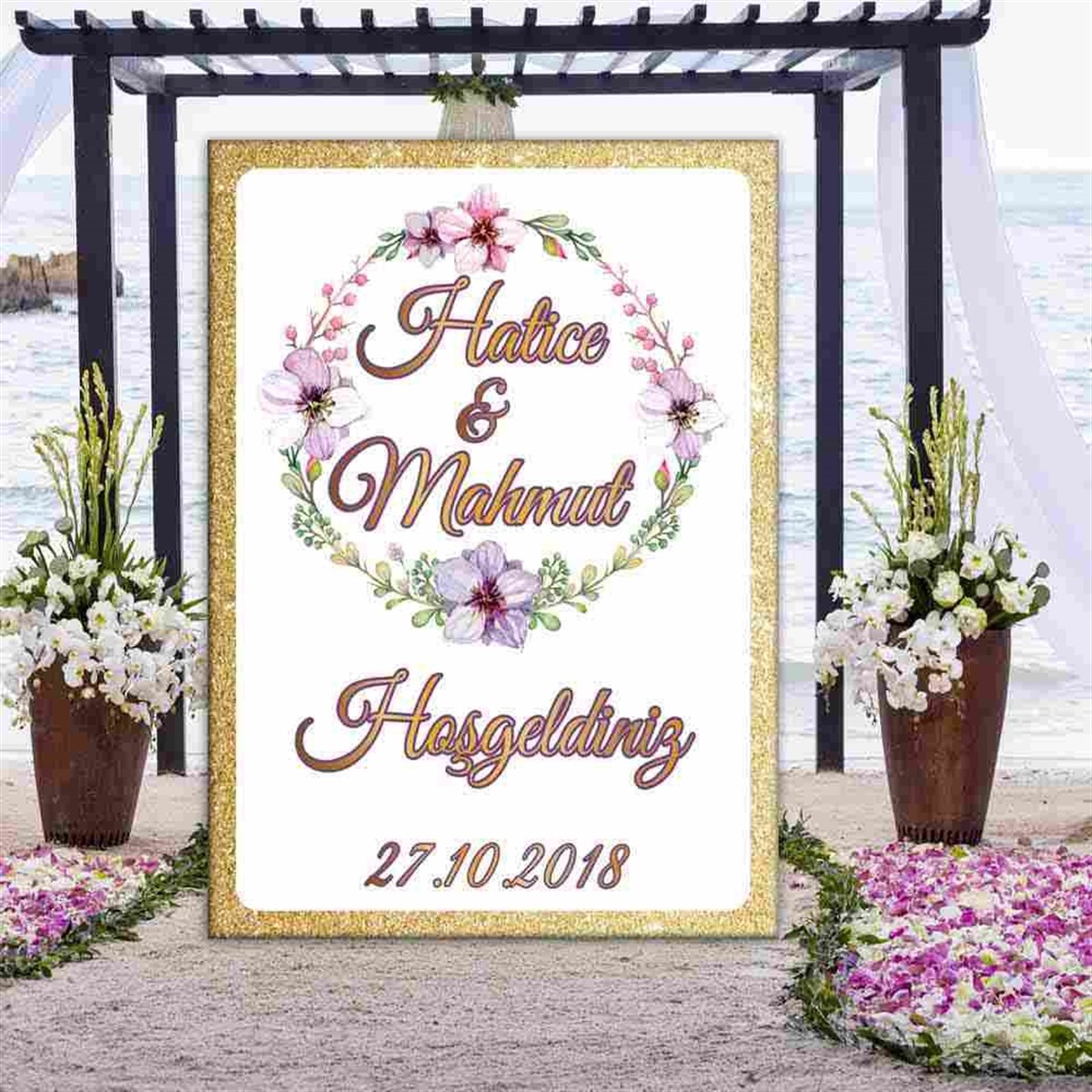 Soft Resimli Gold Baskılı Kapı Süsü 
