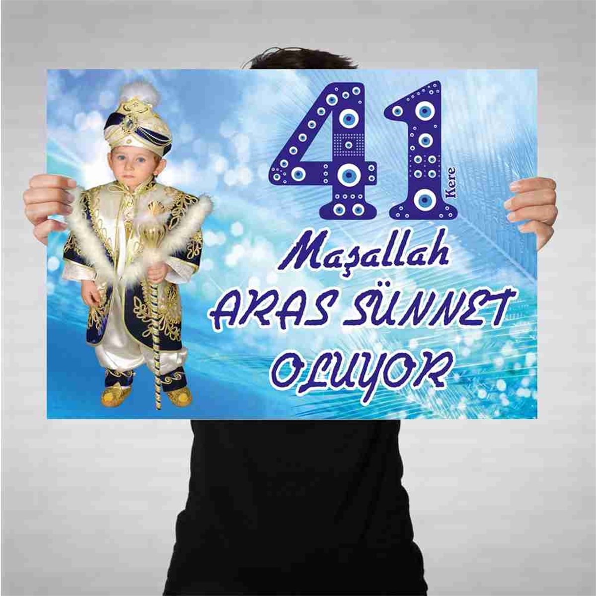 Sünnet 41 Kere Maşallah Nazar Boncuklu Bez Afiş 