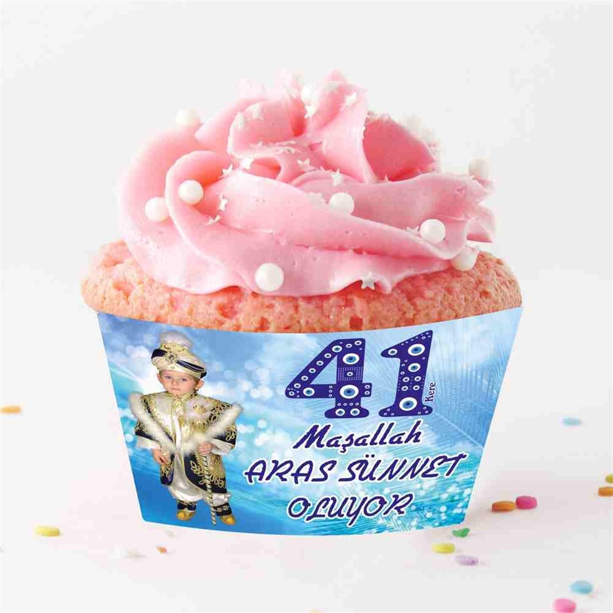 Sünnet 41 Kere Maşallah Nazar Boncuklu Cupcake Sargısı 