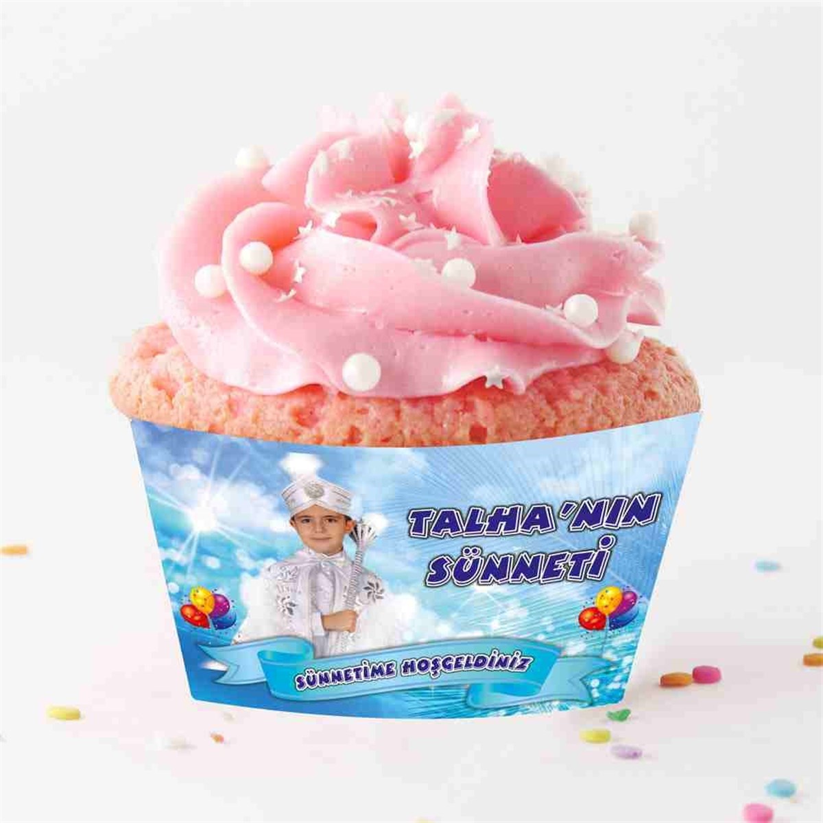 Sünnet Balonlu Kuşaklı Cupcake Sargısı 