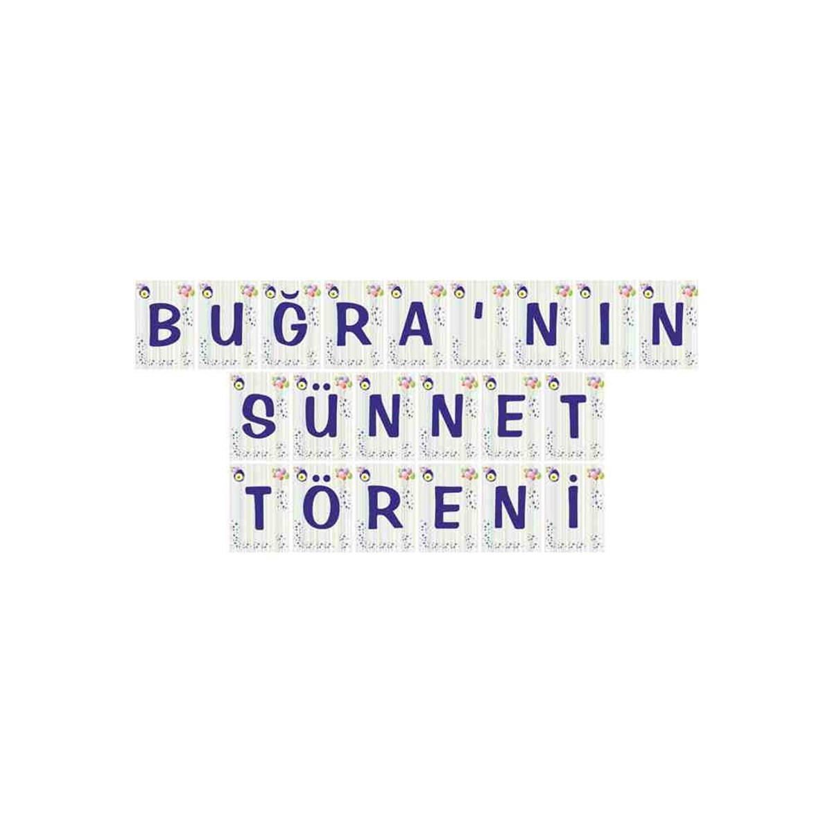 Sünnet Balonlu Lambalı Yıldızlı Konsept Harf Banner 
