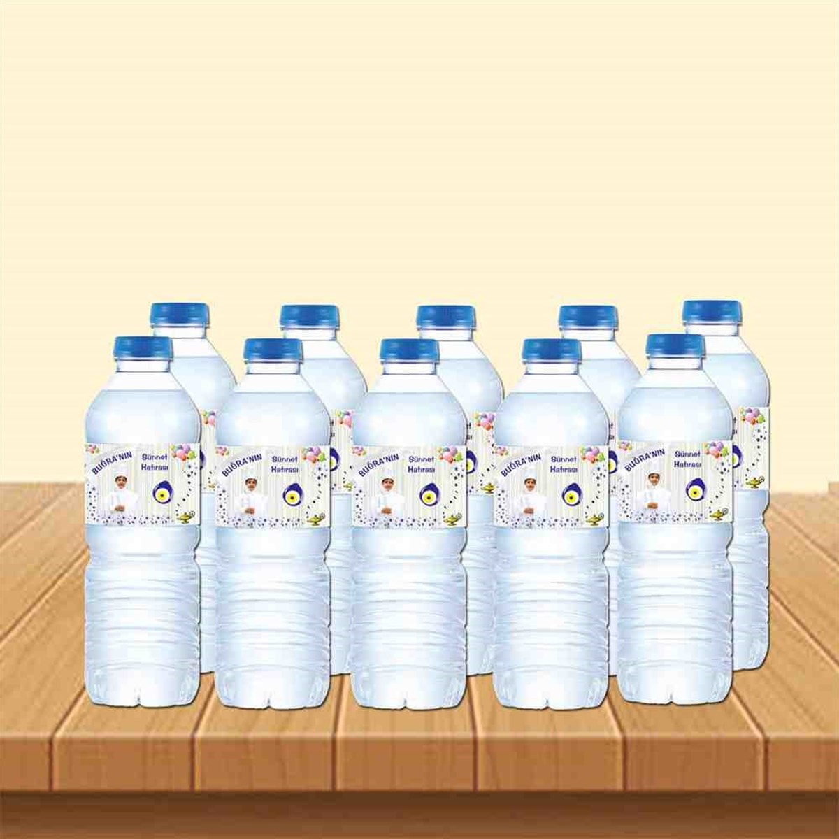 Sünnet Balonlu Lambalı Yıldızlı Konsept Su Şisesi Bandı 