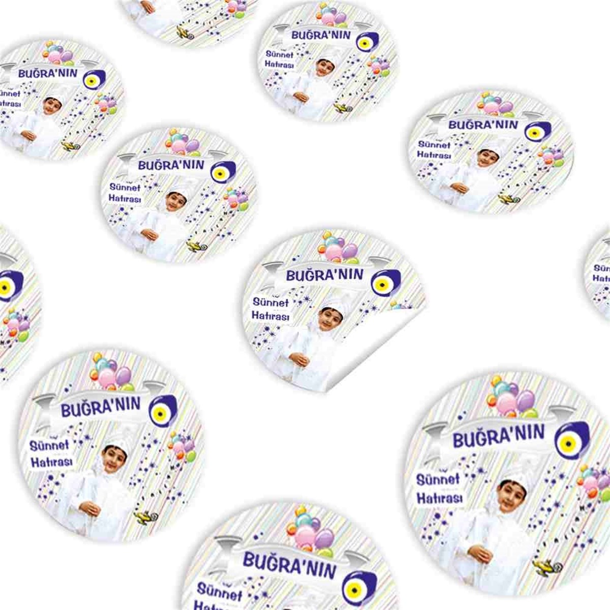 Sünnet Balonlu Lambalı Yıldızlı Konsept Sticker 30 Adet 
